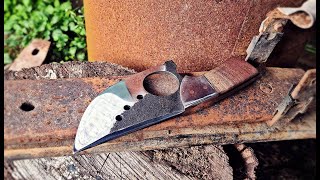 Making a Finger Hole Cleaver Knife from Scrap Metal [upl. by Bathilda]