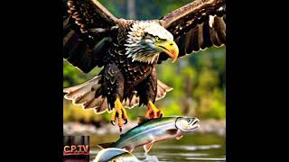 Bald headed Eagle Catches Salmon eagles fishing salmon animals wildlife pet fyp viralshorts [upl. by Riamu]