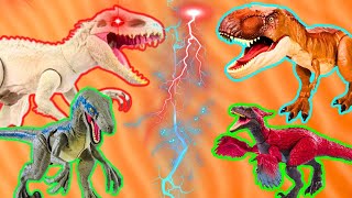 GIANT Therizinosaurus TREX Indominus Rex  Jurassic World Dino Extreme Damage Collection [upl. by Kennet777]