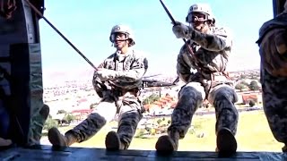 Rappeling From Helicopters • US Army Air Assault School [upl. by Cordie288]