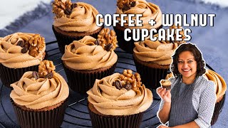 Homemade Coffee and Walnut Cupcakes Recipe  Movers  Bakers [upl. by Ilahsiav]