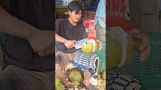 Coconut Cutting Master  Cambodian Street Fruit shorts [upl. by Ordnas]