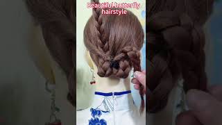 Beautiful butterfly hairstyle hairstyle hair hairtutorial bun beauty braids beautiful [upl. by Kimmel635]