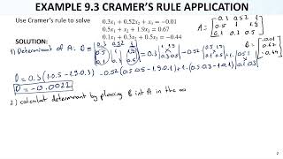 Numerical Methods Lec25 Ch09 Linear Equations4 Cramers Rule based on determinant to solve equations [upl. by Baler]