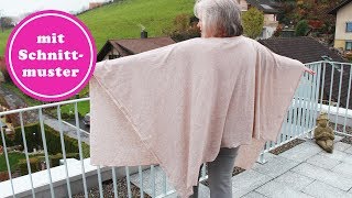 Poncho Schal nähen  Rollsaum nähen mit der normalen Nähmaschine für Anfänger [upl. by Shaff]