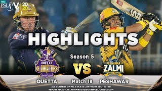 Peshawar Zalmi vs Quetta Gladiators  Full Match Highlights  Match 18  5 March  HBL PSL 2020 [upl. by Atinahs205]