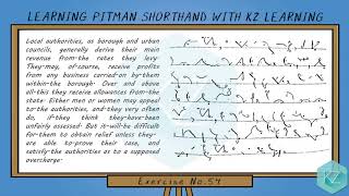 Pitman Shorthand  Exercise No54 Dictation 80 WPM  KZ Learning [upl. by Eillak]