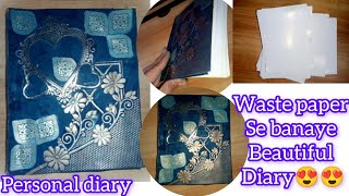 How to make diary at home waste pages se diary banaye  how to decorate my diary [upl. by Yellac]