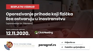 Paragraf vebinar Oporezivanje prihoda koji fizička lica frilenseri ostvaruju u inostranstvu [upl. by Oiziruam]