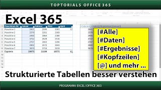 Strukturierte Tabellen besser verstehen  Intelligente Tabellen  Excel 365 Tutorial [upl. by Normi]