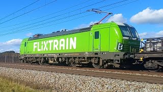 Flixtrain Vectron mit kurzem Güterzug [upl. by Filia]