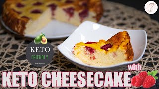 KETO Cheesecake with Raspberries  Keto Friendly Dessert  KETO SERNIK Z MALINAMI [upl. by Elrebma]