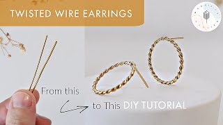 Twisted Wire Earrings DIY Tutorial  How to Make No Solder Stud Earrings [upl. by Ilesara92]