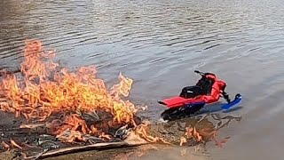 RC SNOWMOBILE ALPHA 6 amp 4X4 ARRMA TALION 6S ON WATER [upl. by Netfa819]