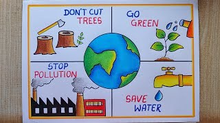 Earth Day drawing World Earth Day Poster drawing Save earth poster Save Environment Drawing [upl. by Niuqaoj]