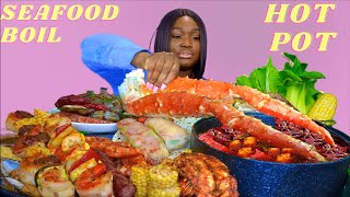 SPICY HOT POT SEAFOOD BOIL MUKBANG KING CRAB LEGS  SEAFOOD MUKBANG Bloveslife [upl. by Harmonie964]