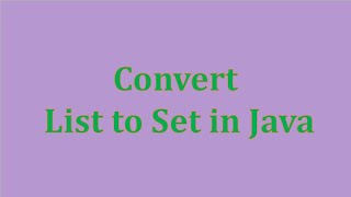 Convert List to Set in Java [upl. by Enilec]