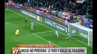 Visión 7 Messi no perdona le hizo 4 goles al Osasuna [upl. by Llejk749]