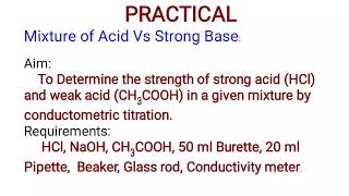 quotConductometric Titrationquot  Practical chemistryMixture of Acid Vs Strong Base [upl. by Clintock]