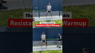 Thanasi Kokkinakis resistance band tennis warmup  forehand and backhand 🔥 🎾 [upl. by Radnaskela]