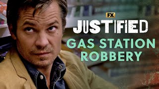 Raylan Gets Caught Up In A Gas Station Robbery  Scene  Justified  FX [upl. by Hnil771]