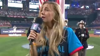 Ingrid Andress National Anthem Performance at Home Run Derby Goes VIRAL – Shocking Mistake [upl. by Iarahs]