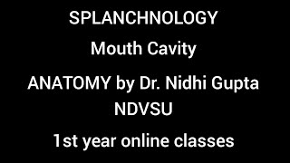 SPLANCHNOLOGY Mouth Cavity 3rd Lecture ANATOMY by Dr Nidhi Gupta NDVSU 1st Year Online Classes [upl. by Primo]