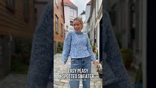 Easy Peasy Spotted Sweater 💙🤍 Strikkia [upl. by Georgiana]