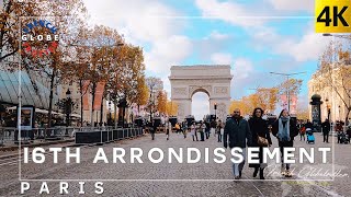 PARIS 16th ARRONDISSEMENT 🇫🇷Champs Elysées  Avenue Foch 4K Wealthy Street Walking tour [upl. by Penni]