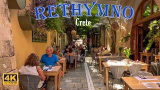 Rethymno City in Crete Greece Walking tour 4K [upl. by Nailluj111]