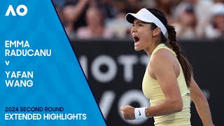 Emma Raducanu v Yafan Wang Extended Highlights  Australian Open 2024 Second Round [upl. by Groeg]