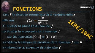 🔴MATHSCLIC EXERCICE  FONCTIONS DUNE VARIABLE RÉELLE  TABLEAU DE VARIATION  1ÈRE\1BAC [upl. by Zebedee]