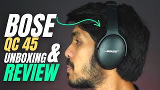 Bose Quitecomfort 45 Headphones Unboxing and Review in Hindi  Bose QC45 in India [upl. by Aerdnaeel]