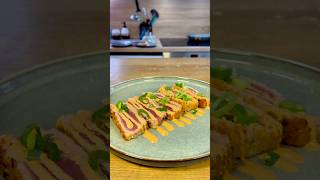 Tuna tataki almond and pistachio crust 🐟🍣 food foodie tuna cooking recipe [upl. by Hubey]