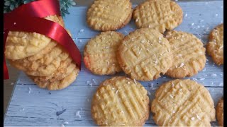 Simple Coconut Cookies Recipe 4ingredients coconut biscuits Eggless Coconut Cookies [upl. by Faruq]