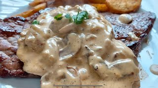 ENTRECÔTE SAUCE CRÈME CHAMPIGNONS ET RIZ CUIT PARFAITEMENT 😉 [upl. by Heller80]