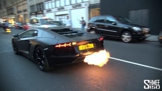 CRAZY FLAMES  Matte Black Lamborghini Aventador [upl. by Enelram884]