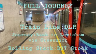 Full Journey on the DLR B07 Stock from Bank to Lewisham via Greenwich [upl. by Nerine]