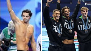 Italian Swimmer Thomas Ceccon accidentally Flashed his abs During the Medal Ceremony [upl. by Bran642]