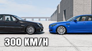 BMW M5 E60 vs Mercedes E63 AMG W211  BeamNGDrive Crash Test at 300 KMH 186 MPH [upl. by Netnert747]