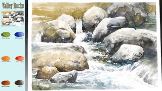 Landscape Watercolor  Valley Rocks sketch amp color mixing view NAMIL ART [upl. by Kerry782]