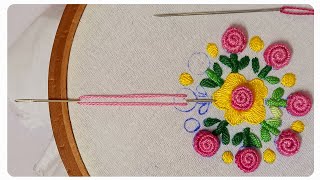 Easy Rolled Woven Picot Stitch Roses  Embroidery Stitches for Beginners [upl. by Sibby]