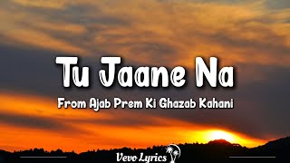 Tu Jaane Na Lyrics Ajab Prem Ki Ghazab Kahani  Ranbir K Katrina Kaif Upen Patel lyrics [upl. by Egiarc]