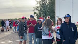 Supporters line up to see former President Trump in Walker Michigan [upl. by Reisch]