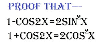 1cos2x2sin2x and 1cos2x2cos2x trigonometry solve [upl. by Dygert685]