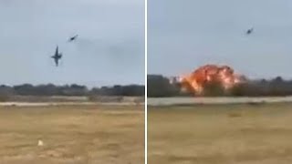 Aereo russo Su25 si schianta subito dopo il decollo in Crimea [upl. by Scevor]