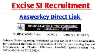 OSSC Excise SI Answerkey Out Excise Answerkey direct Link [upl. by Qerat]