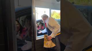 Trump Serves McDonalds Fries During Campaign Stop [upl. by Ariahaj]