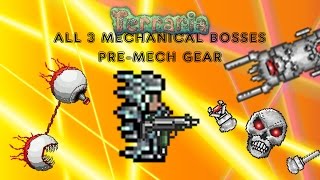 Terraria 124  ALL 3 MECH BOSSES  premech gear [upl. by Nyladnor323]