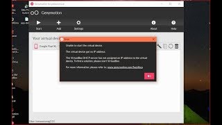 Unable to start the virtual device  Genymotion Error Fix 2018 The virtual device got no ip [upl. by Cade]